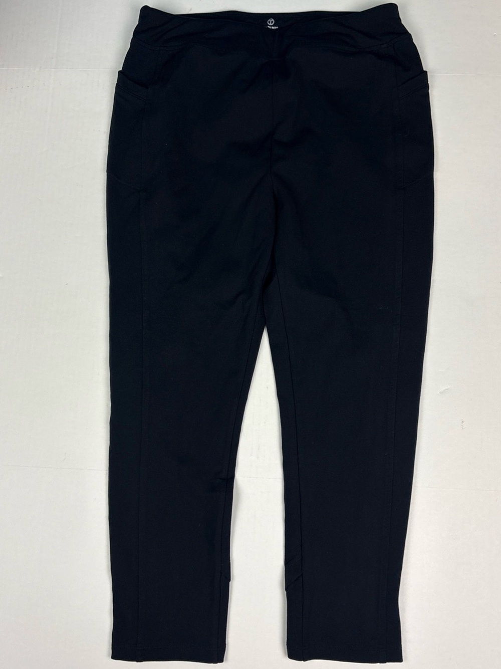 T by Talbots Women Large Leggings Crop Solid Back Crossover Detail Hem Stretch